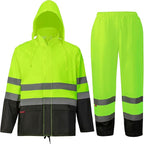 ProtectX High Visibility Waterproof Rain Gear for Men and Women, Hi Vis Reflective Safety Rain Jacket and Pant Suits Workwear