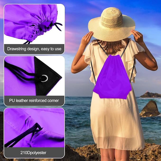 KUUQA 20Pcs Drawstring Backpack Bag Bulk Purple Drawstring Bags String Backpack Sport Gym Sack Bags Foldable Storage Bag for Women Men Shopping Gym Travel Sports