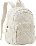 BAGSMART Travel Laptop Backpack, College Backpack for Women, Quilted Small Computer Bookbag, Water-Resistant 15.6 Inch Laptop Casual Bag, Vanilla