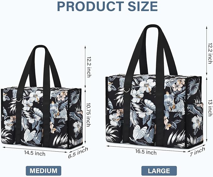 Becokan Large Tote Bag for Women Waterproof with 12 Pockets Top Zipper Closure Utility Teacher Nurse Bags for Work School