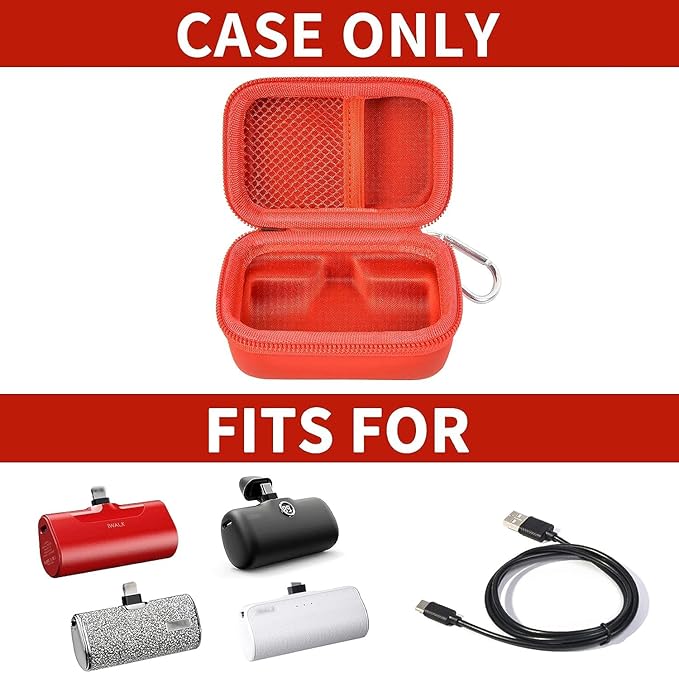 Portable Charger Power Bank Case for Swyop/for Feob/for Charmast/for JEJILL/for LanLuk/for VEGER/for iWALK/for Taegila/for Kuulaa and More Small Charging Battery Pack - Bag Only (Red)