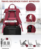 LOVEVOOK Laptop Backpack for Women Work Travel Backpack College Backpack Business Commuter Computer Bag Teacher Doctor Nurse Bags Purse, 17 Inch, Wine Red-black