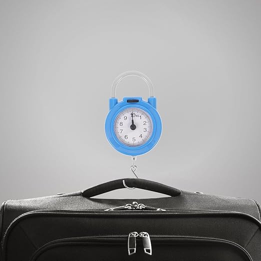 Operitacx Portable Travel Luggage Scale with Hook, Mechanical Hanging Spring Dial Weight Scale, High Accuracy Handheld Suitcase Weighing Tool for Travel and Postal Use, Blue