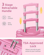 LARVENDER Carry on Luggage 22x14x9 Airline Approved, Expandable 20 Inch Hardside Suitcase with Wheels TSA Lock, PC+ABS Lightweight Carry on Suitcases for Women and Men, Berry (20/DB/TB)