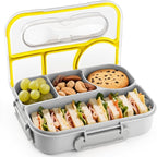 EASYFUN Bento Box Adult, Lunch Box, 4-Compartment Lunch Containers, Drop-Proof, Dishwasher Safe & Made with BPA-Free Materials (Grey)