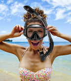 Aegend Snorkeling Gear for Adults Youth Kids, Snorkel Mask with Top Dry Valve - Panoramic View Anti-Leak and Anti-Fog with Mesh Bag for Snorkeling, Scuba Diving, Freediving & Swimming