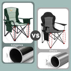 Colegence Heavy Duty Camping Chair for Adults, Oversized Heavy People Foldable Outside Camp Chairs Carry Bag Included, with Cooler Bag Cup Holder, Side Pocket for Lawn,Sport,Outdoor,Dark Green