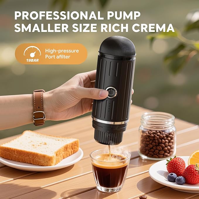 Portable Electric Espresso Coffee Maker for Ground Coffee & NS Capsule Fast Self-Heating Technology‌ with USB-C Perfect for RV, Hiking, Camping, Office & On-the-Go Lifestyles, Christmas Gift for Men