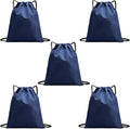 5-Pack Waterproof Drawstring Backpacks, Soccer-Texture Oxford Fabric, 16.9" × 13.8", Lightweight 0.20 lb Each, No Eyelets, Gym & Marathon Gear Sacks(Navy Blue)