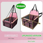 Dog Car Seat Foldable Dog Car Booster Seat Waterproof Breathable Oxford Travel Bag for Small to Medium Dogs, Puppies, and Pets-Pattern Pink-Upgrade