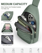 Capolo Sling Bag for Women Men Waterproof Crossbody Bags for Women Trendy Casual Fanny Pack with Convertible Shoulder Strap Chest Bag for Travel Hiking(Green, Medium)
