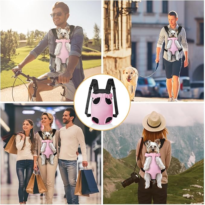 YUDODO Pet Dog Carrier Backpack Adjustable Dog Front Carrier, Legs Out Easy-Fit Dog Travel Backpack Carrier for Hiking Camping for Small Medium Dogs Cats and Rabbits (Large, Pink)