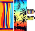Touchat Beach Towel Oversized,Super Absorbent Sand Free Thick Microfiber Beach Towel (Coconut and Orange, 30”x60“)