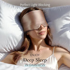 Zenssia 100% Mulberry Silk Sleep Mask Eye Mask for Man and Woman with Adjustable Headband, Full Size Large Sleep Mask & Blindfold for Total Blackout for All Night Sleep, Travel & Nap-Taupe