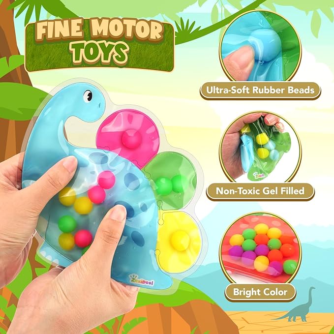 Dinosaur Color Sorting Sensory Toy - Roadtrip Travel Essenstial for Toddler, Fine Motor Games Boys Toys, Dementia Autistic Gift Quiet Fidget for Classroom Preschool Learning Activities for Kid Toddler