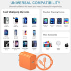 3FT iPhone 17 16 15 Charger Fast Charging USB C Charger Block Type C Chagrer Fast Charging 2-Pack for iPhone 17/17 Plus/17 Pro/17 Pro Max/iPhone 16/16 Plus/16 Pro/16 Pro Max/15 Pro Max/Samsung(Orange)