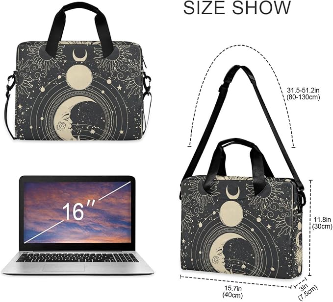 Goth Astrology Tarot Laptop Case 15.6 inch Computer Bag Waterproof Laptop Briefcase Laptop Bag for Women & Men