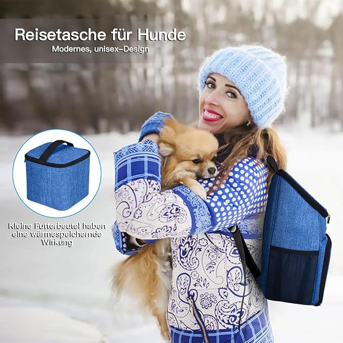 BAGLHER丨Dog Travel Bag, Airline Approved Pet Supplies Backpack, Dog Travel Backpack with 2 Silicone Collapsible Bowls and 2 Food Baskets