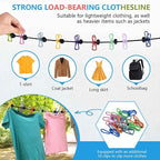 SenseYo 2 Set Retractable Portable Clothesline for Travel with 44 Clothespins, Camping Clothes line for Indoor Outdoor Balcony Hotel Room Laundry Drying