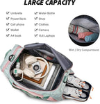 Eslcorri Gym Duffle Bag for Women Men, Sports Backpack with Wet & Shoe Compartment, Fitness Overnight Weekender Bag for Yoga, Swim, Travel (C, Pink)