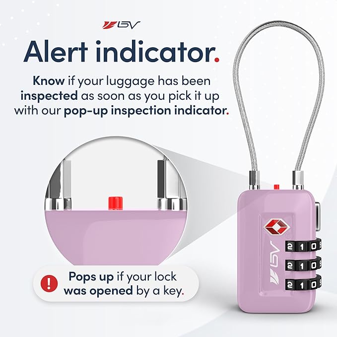 TSA Accepted Luggage Travel Lock, Set-Your-Own Combination Lock for School Gym Locker, Luggage Suitcase Baggage Locks, Filing Cabinets, Toolbox, Case (Purple, 1 Pack)