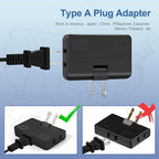 ETwinCoo 3-Way Flat Wall Outlet Extender & Splitter, 2-Prong Swivel Mini Plug - Safe AC Adapter for Home/Travel, Type A Black (2 Pack)