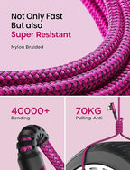 AINOPE Type C Cable [2-Pack, 6.6ft] 3.1A Type C Charger Fast Charging Right Angle, Resistant Nylon Braided S9 Charger Compatible with Galaxy S10 S9 Plus S21, Note 10 9 LG, USB C Cable