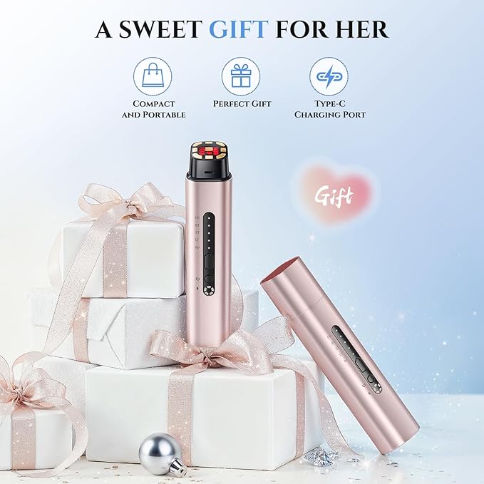 Microcurrent Facial Device - 5-in-1 Skin Tightening & Lifting Facial Machine - 5 Color Face Light Therapy Device - Professional Skin Care Tone Beauty Devices for Face, Neck, and Eye Area