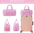 Gym Travel Duffle Bag for Girls - Gymnastics Sports Dance Bag with Shoe Compartment & Wet Pocket Unicorn Kids Travel Bag Teens Weekender Sleepover Carry On Bag