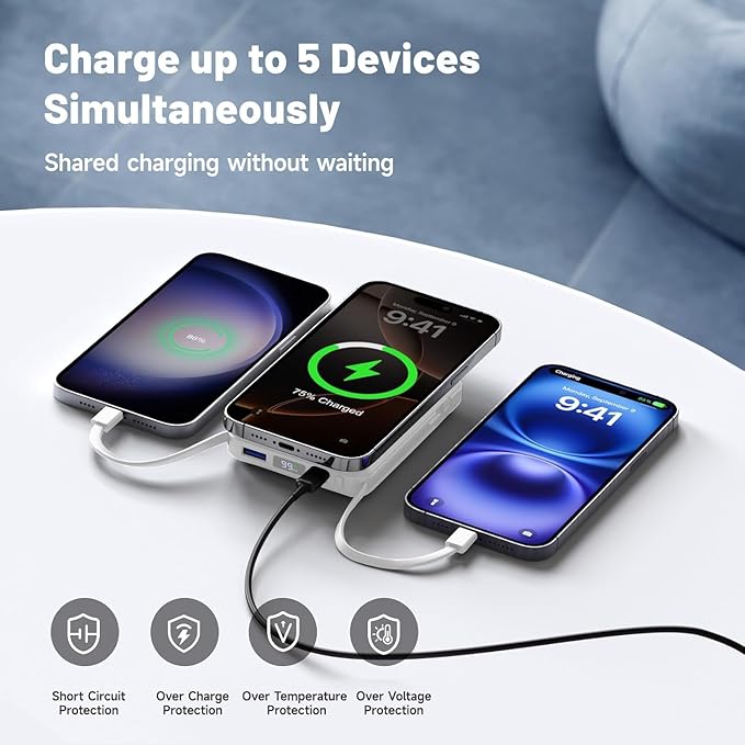 for Magsafe Power Bank, 10000mAh Magnetic Power Bank with USB-C Cable and PD 20W USB C Fast Charging LED Display, Wireless Portable Charger for iPhone 17/16/15/14/13/12/Pro/Pro Max