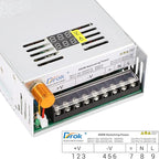 DROK 48V Power Supply, AC 110V/220V to DC 0-48V 10A 480W Buck Converter Dual Display, Variable Adjustable Transformer Regulated 5V 12V 24V 30V 36V 48V Volt Switching Voltage Adaptor 10A Amp Charger