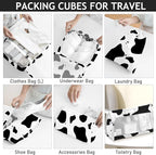 KPX 8 Set Packing Cubes for Travel, Luggage Packing Organizers Accessories Large Toiletries Bag for Clothes Shoes Cosmetics (Cow)