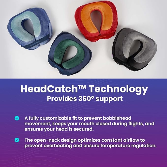 Cabeau Softest Neck Pillow for Travel – Evolution Earth Deluxe – 360° Head, Neck and Chin Support for Sleeping – Sustainable Memory Foam - Removable, Washable Cover with Compact Carrying Case (Terra)