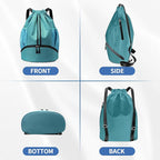JELUTAR Drawstring Backpack Gym Bag with Shoes Compartment for Soccer, Basketball, Swim, Water-Resistant String Backpack Beach Cinch for Women Men, Teal