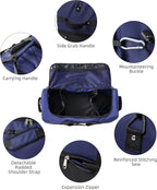 Rolling Duffle Bag with Wheels,110L/140L Expandable Soft-Sided Foldable Duffle Bag with 2 Rubber Wheels,Packable 32” Rolling Carry-On with Multi-Pockets & Compartments (Dark blue)