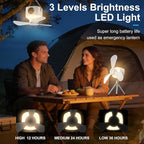 Portable Camping Fan with Lights,LED Hanging Ceiling Fan With Remote&Timer, 9.25" Wireless Rechargeable Tent Fan,4 Speeds&Brightness for Canopy, Beach, RV, Car, Camper,Outdoor,Indoor