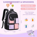 Kids Backpack, Backpack for Girls for Elementary School Multiple Pockets Ages 6-10(Black)