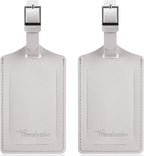 Travelambo Luggage Tags for Suitcases Faux Leather Privacy Protection 2 Pack Bag Tags Travel Accessories Essential, Light Grey