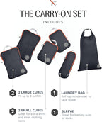 Compression Packing Cubes for Travel, 6-Piece Lightweight Packing Cubes Set for Carry-On Luggage & Backpacks – TRIPPED Travel Gear (Grey and Orange)