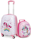 Goplus 2PC Kids Luggage, 12" & 16" Kids Carry On Luggage Set with 4 Spinner Wheels, Lightweight Rolling Spinner Suitcase for Children Toddlers Boys and Girls Travel
