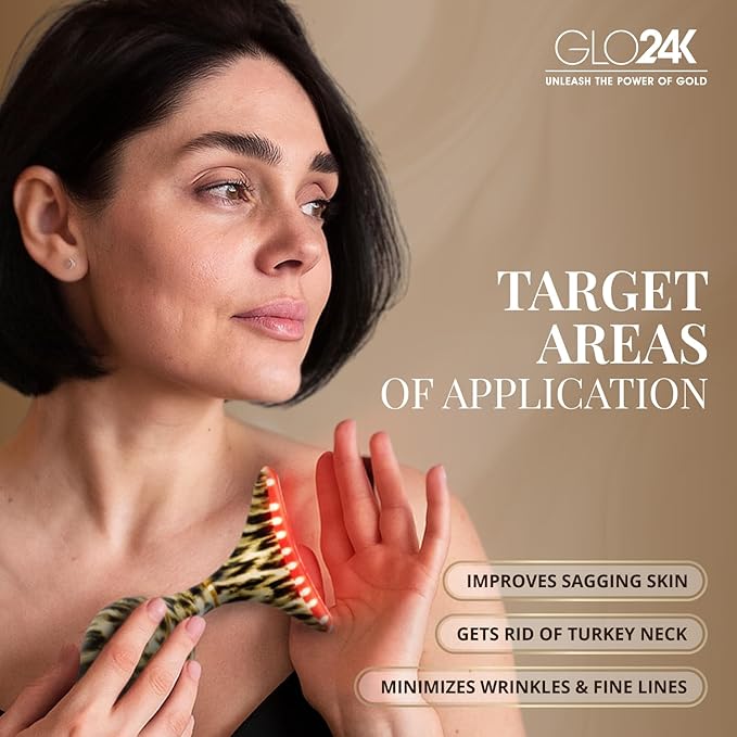 GLO24K 7 Color Beauty Device – Triple LED Action & Vibration Technology Facial and Neck Massager (Cheetah, 1 Pack)