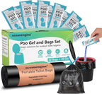 oceanengine Portable Toilet Bags Poo Gel Set, 8 Gallon Camping Toilet Bags with Portable Toilet Absorbent Gel, Compostable Portable Potty Bags for Camping Outdoor Hiking