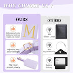 Personalized Initial Luggage Tags for Suitcase, Purple Leather Cute Luggage Tags with Privacy Cover Name Card, Embroidered Custom Monogrammed Luggage Tag Travel Backpack Tags Gifts for Women Kids(M)