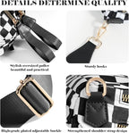Black and White Checkered Crossbody Bag Bum Bag for Women,Spacious Checkered Purse Fanny Packs Belt Bag