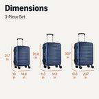 Amazon Basics 3-Piece Hardside Expandable Luggage Set (21" Carry-On, 26", 30"), Spinner Suitcases with Multi-directional Wheels, Scratch-Resistant Surface, Navy Blue