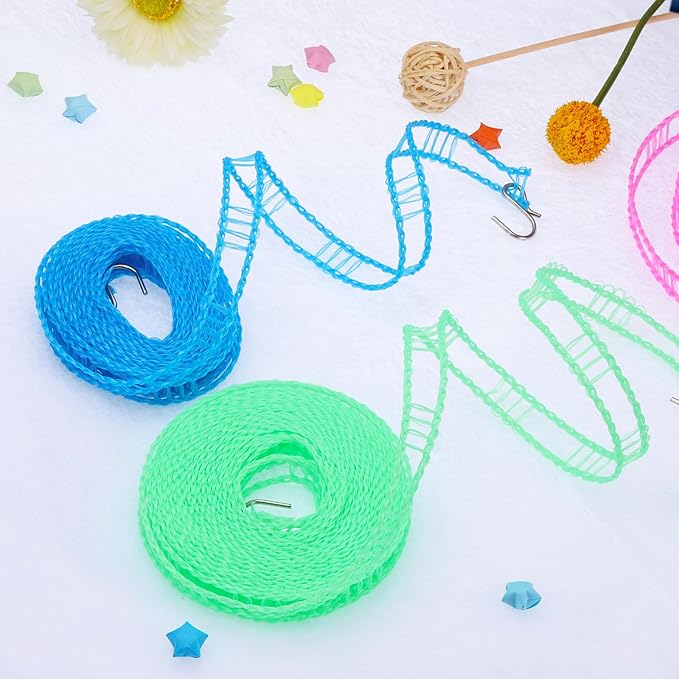 uxcell Portable Clothesline, 26.25ft Nylon Windproof Non-Slip Washing Line Rope for Courtyard Outdoor Travel Camping Laundry Drying, White