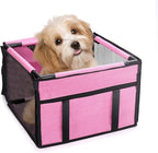 GENORTH Dog Car Seats for Small and Medium Dogs,Portable Puppy/Pet Car Booster Seat with Clip-On Leash and Mesh Window for Pet Up to 20 lbs