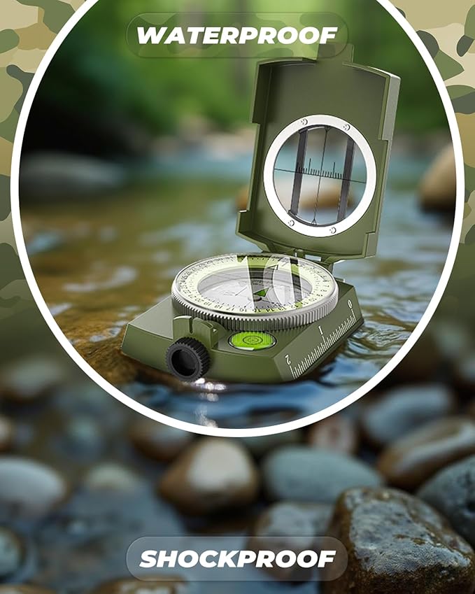 Sportneer Compass: Accurate Durable Lightweight Orienteering Compass with Strap and Carrying Case, Glow in The Dark Waterproof Hiking Essentials for Camping Backpacking, Best Survival Gifts for Kids