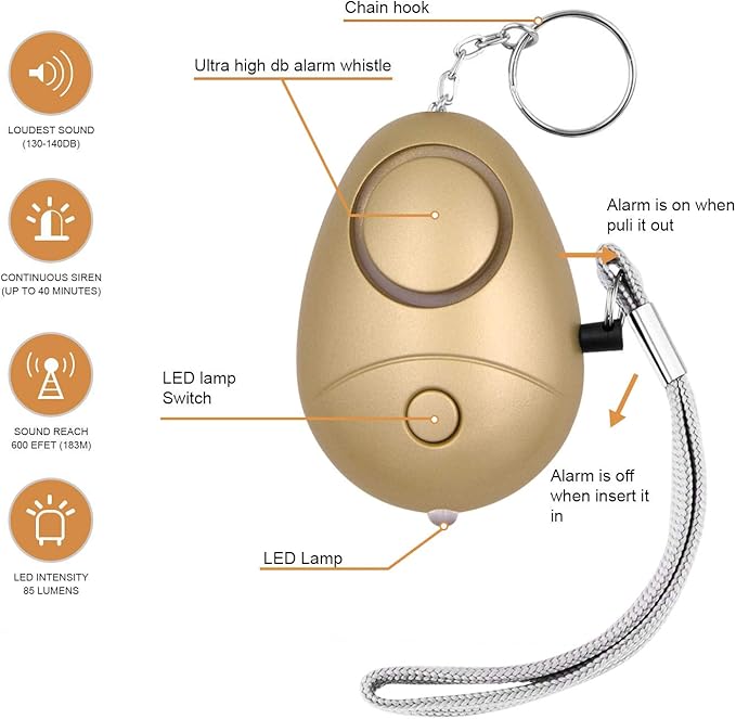 KOSIN Personal Safety Alarm, 6 Pack 140DB Personal Security Alarm Keychain with LED Lights, Emergency Safety Alarm for Women, Men, Children, Elderly