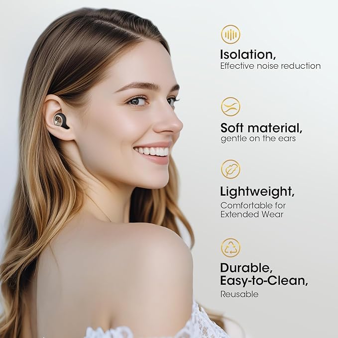 Noise Cancelling Ear Plugs for Sleeping, 55dB Reusable Soft Silicone Earplugs for Snoring, Travel, Concerts & Work, Comfortable Hearing Protection(Graphite)